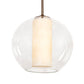 Meyda Lighting Bola 18" Tyler Bronze Cilindro Pendant Light With Clear Glass & Shara Taupe Idalight Shade