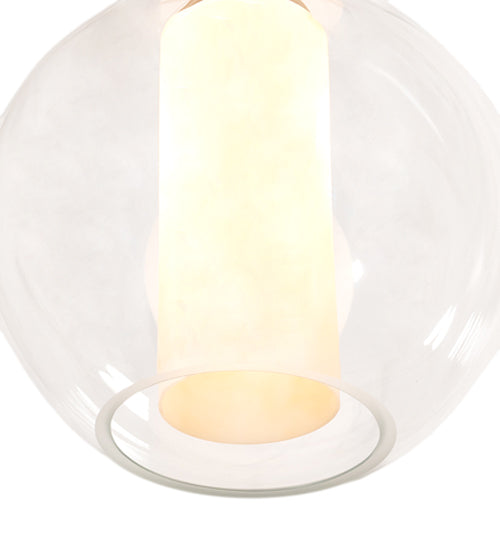 Meyda Lighting Bola 18" Tyler Bronze Cilindro Pendant Light With Clear Glass & Shara Taupe Idalight Shade