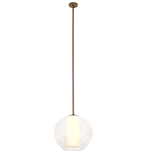 Meyda Lighting Bola 18" Tyler Bronze Cilindro Pendant Light With Clear Glass & Shara Taupe Idalight Shade