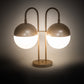 Meyda Lighting Bola 19" 2-Light Champagne Metallic Deux Table Lamp With White Orbs Shade Glass