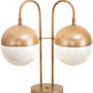 Meyda Lighting Bola 19" 2-Light Champagne Metallic Deux Table Lamp With White Orbs Shade Glass