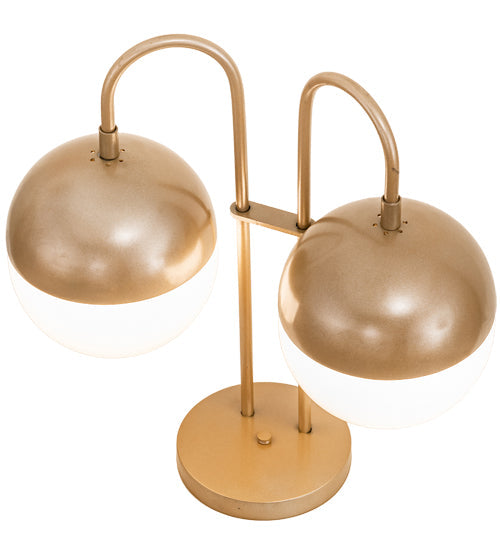 Meyda Lighting Bola 19" 2-Light Champagne Metallic Deux Table Lamp With White Orbs Shade Glass