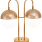 Meyda Lighting Bola 19" 2-Light Champagne Metallic Deux Table Lamp With White Orbs Shade Glass