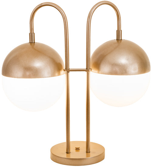Meyda Lighting Bola 19" 2-Light Champagne Metallic Deux Table Lamp With White Orbs Shade Glass
