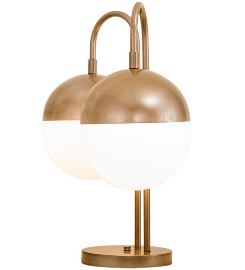Meyda Lighting Bola 19" 2-Light Champagne Metallic Deux Table Lamp With White Orbs Shade Glass