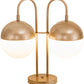 Meyda Lighting Bola 19" 2-Light Champagne Metallic Deux Table Lamp With White Orbs Shade Glass