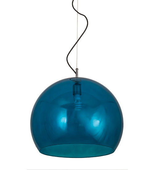 Meyda Lighting Bola 20" Chrome Play Pendant Light With Blue Shade Glass