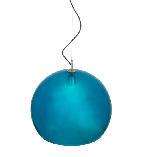 Meyda Lighting Bola 20" Chrome Play Pendant Light With Blue Shade Glass
