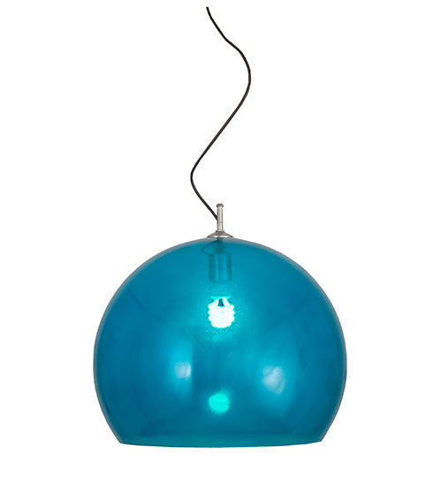Meyda Lighting Bola 20" Chrome Play Pendant Light With Blue Shade Glass