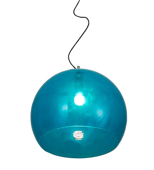 Meyda Lighting Bola 20" Chrome Play Pendant Light With Blue Shade Glass