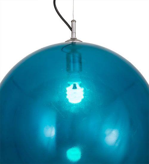 Meyda Lighting Bola 20" Chrome Play Pendant Light With Blue Shade Glass