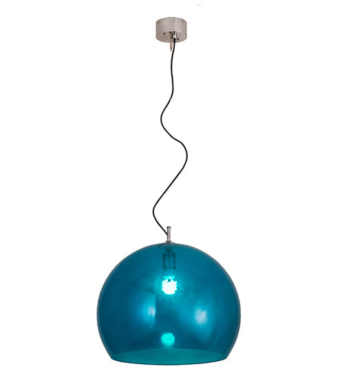 Meyda Lighting Bola 20" Chrome Play Pendant Light With Blue Shade Glass