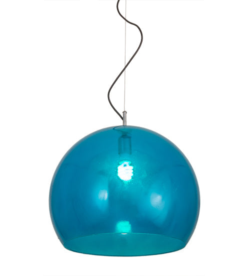 Meyda Lighting Bola 20" Chrome Play Pendant Light With Blue Shade Glass