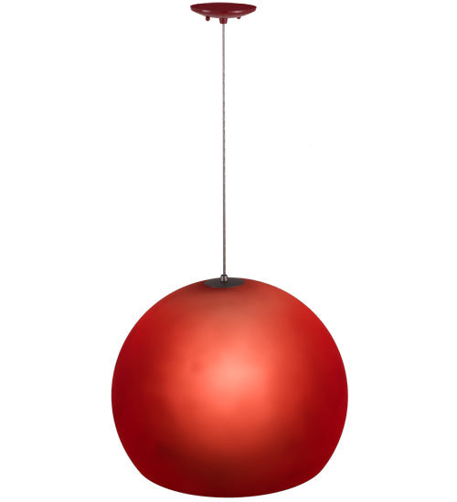 Meyda Lighting Bola 20" Red Pendant Light With Frosted Red Idalight Shade Glass