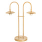 Meyda Lighting Bola 21" 2-Light Champagne Metallic Deux Table Lamp With White Opal Globe Shade Glass