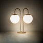 Meyda Lighting Bola 21" 2-Light Champagne Metallic Deux Table Lamp With White Opal Globe Shade Glass