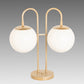 Meyda Lighting Bola 21" 2-Light Champagne Metallic Deux Table Lamp With White Opal Globe Shade Glass