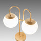 Meyda Lighting Bola 21" 2-Light Champagne Metallic Deux Table Lamp With White Opal Globe Shade Glass
