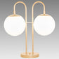 Meyda Lighting Bola 21" 2-Light Champagne Metallic Deux Table Lamp With White Opal Globe Shade Glass