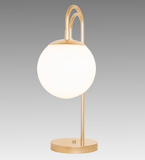 Meyda Lighting Bola 21" 2-Light Champagne Metallic Deux Table Lamp With White Opal Globe Shade Glass