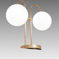 Meyda Lighting Bola 21" 2-Light Champagne Metallic Deux Table Lamp With White Opal Globe Shade Glass