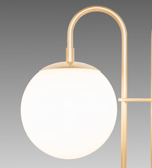 Meyda Lighting Bola 21" 2-Light Champagne Metallic Deux Table Lamp With White Opal Globe Shade Glass