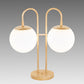 Meyda Lighting Bola 21" 2-Light Champagne Metallic Deux Table Lamp With White Opal Globe Shade Glass