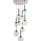 Meyda Lighting Bola 26" 9-Light Polished Nickel Cascading Pendant Light With Clear Shade Glass