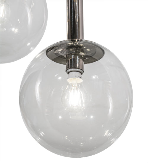 Meyda Lighting Bola 26" 9-Light Polished Nickel Cascading Pendant Light With Clear Shade Glass