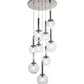 Meyda Lighting Bola 26" 9-Light Polished Nickel Cascading Pendant Light With Clear Shade Glass