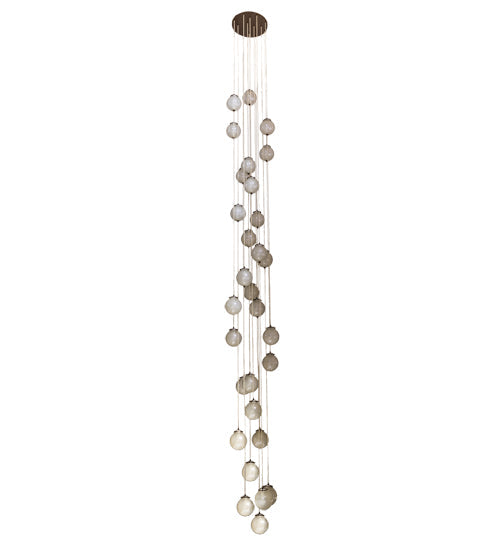 Meyda Lighting Bola 28" 30-Light Mahogany Bronze Cascading Pendant Light With White Sparkle Orbs Shade Glass