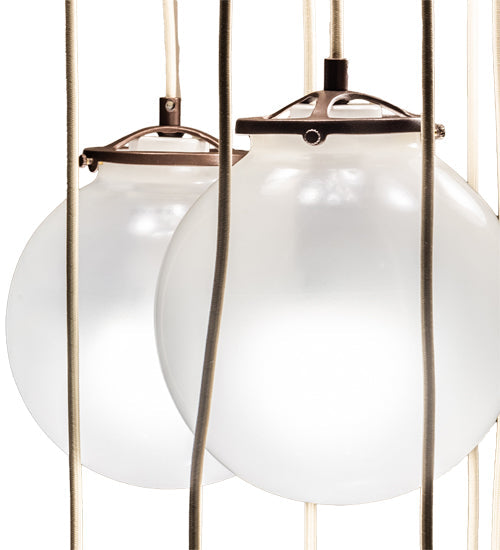 Meyda Lighting Bola 28" 30-Light Mahogany Bronze Cascading Pendant Light With White Sparkle Orbs Shade Glass
