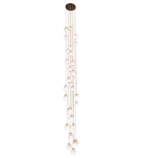 Meyda Lighting Bola 28" 30-Light Mahogany Bronze Cascading Pendant Light With White Sparkle Orbs Shade Glass