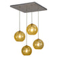 Meyda Lighting Bola 28" 4-Light Brushed Nickel Powder Coat Cascading Pendant Light With Amber Shade Glass
