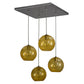 Meyda Lighting Bola 28" 4-Light Brushed Nickel Powder Coat Cascading Pendant Light With Amber Shade Glass