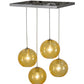 Meyda Lighting Bola 28" 4-Light Brushed Nickel Powder Coat Cascading Pendant Light With Amber Shade Glass