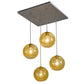Meyda Lighting Bola 28" 4-Light Brushed Nickel Powder Coat Cascading Pendant Light With Amber Shade Glass