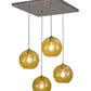Meyda Lighting Bola 28" 4-Light Brushed Nickel Powder Coat Cascading Pendant Light With Amber Shade Glass