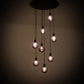 Meyda Lighting Bola 28" 8-Light Solar Black Cascading Pendant Light With Smoke Shade Glass
