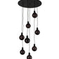 Meyda Lighting Bola 28" 8-Light Solar Black Cascading Pendant Light With Smoke Shade Glass