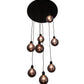 Meyda Lighting Bola 28" 8-Light Solar Black Cascading Pendant Light With Smoke Shade Glass