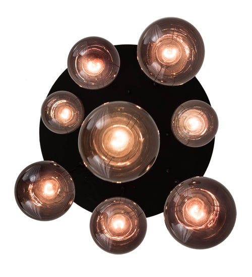 Meyda Lighting Bola 28" 8-Light Solar Black Cascading Pendant Light With Smoke Shade Glass