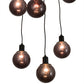 Meyda Lighting Bola 28" 8-Light Solar Black Cascading Pendant Light With Smoke Shade Glass
