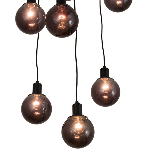 Meyda Lighting Bola 28" 8-Light Solar Black Cascading Pendant Light With Smoke Shade Glass
