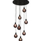 Meyda Lighting Bola 28" 8-Light Solar Black Cascading Pendant Light With Smoke Shade Glass
