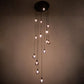 Meyda Lighting Bola 34" 14-Light Solar Black Cascading Pendant Light With Smoke Shade Glass
