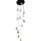 Meyda Lighting Bola 34" 14-Light Solar Black Cascading Pendant Light With Smoke Shade Glass