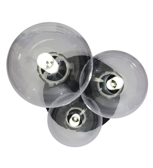 Meyda Lighting Bola 34" 3-Light Black Textured Cilindro Cascading Pendant Light With Crystal & Statuario Idalight Shade Glass