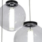 Meyda Lighting Bola 34" 3-Light Black Textured Cilindro Cascading Pendant Light With Crystal & Statuario Idalight Shade Glass