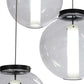 Meyda Lighting Bola 34" 3-Light Black Textured Cilindro Cascading Pendant Light With Crystal & Statuario Idalight Shade Glass